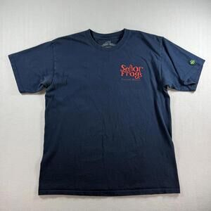 Señor Frogs Men's Large Navy Blue Stitched Sleeve Logo Tee